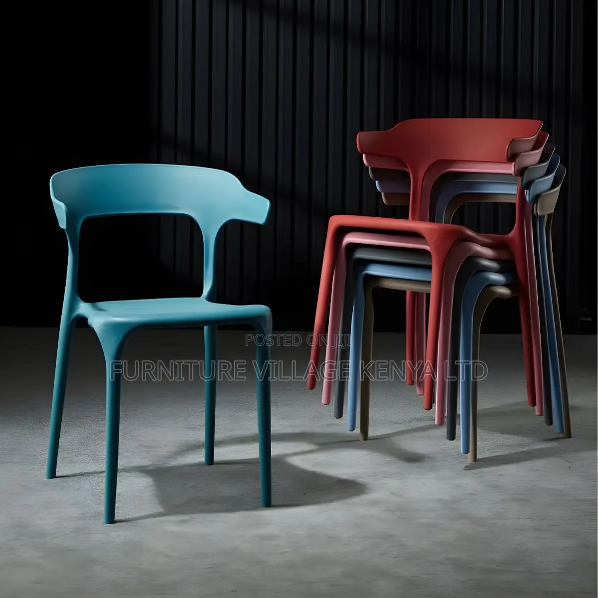 Office Chair:Office Home Plastic Dining Area Chair-Armless
