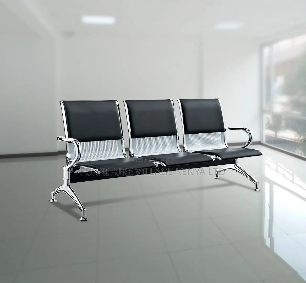 Benches: 3-Seater Metallic Outdoor Guest Lobby Bench