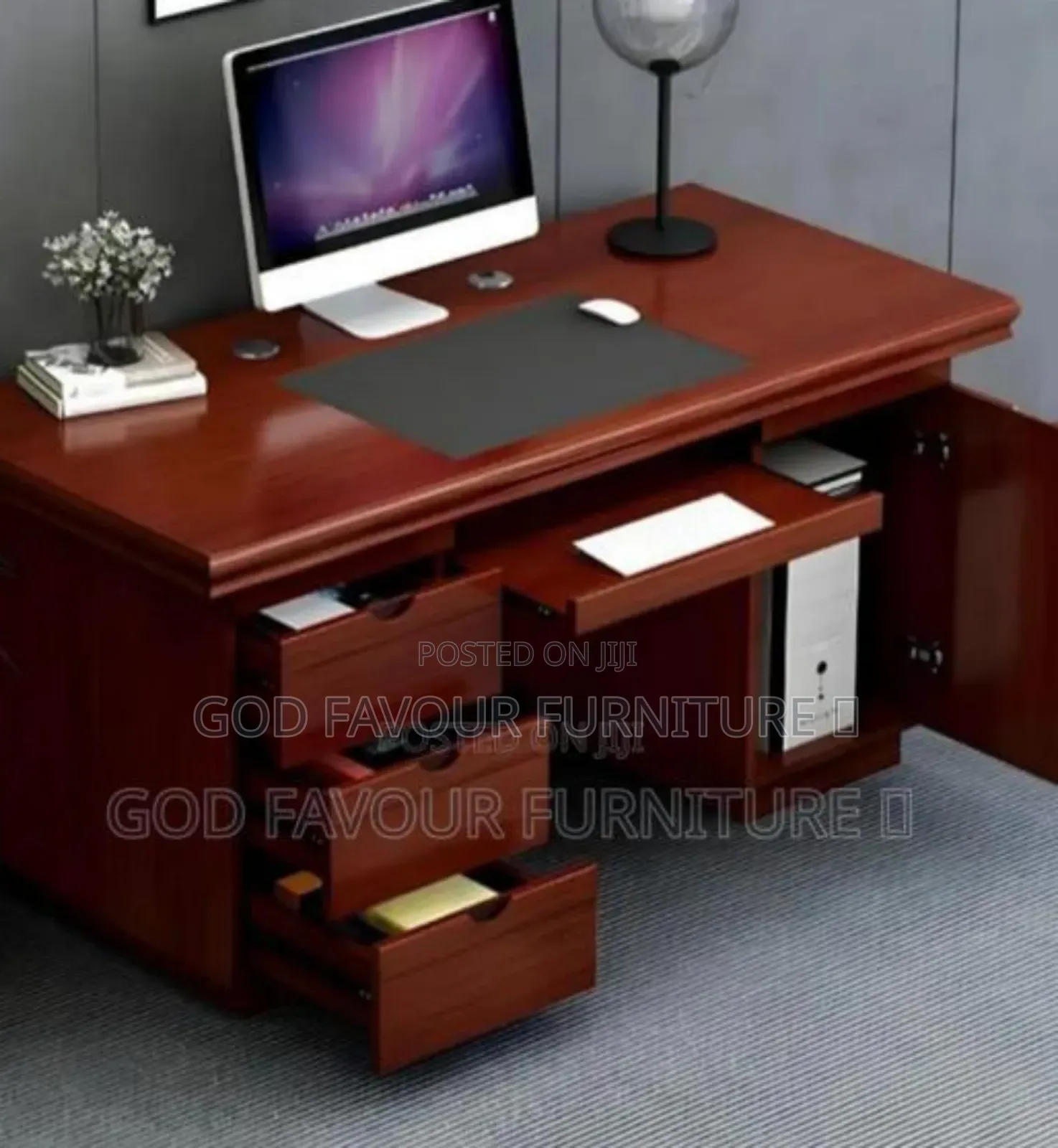 Elegant Brown Office Desk With Drawers Ygf9kj
