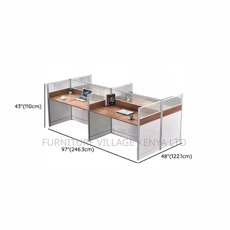 Workstations: Four-Person Shared Wood Frame Workstation