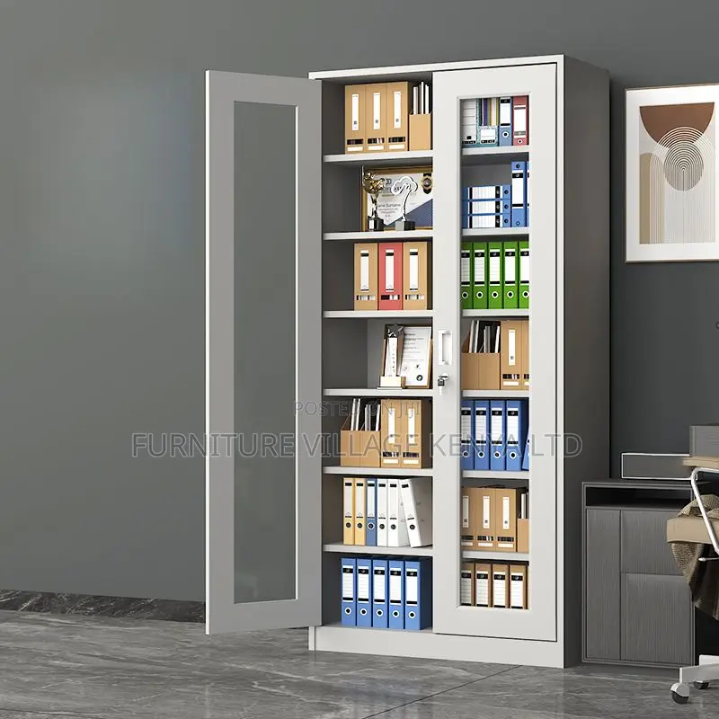 Cabinets: Sleek Rust-Resistant White 2-Door Display Cabinet