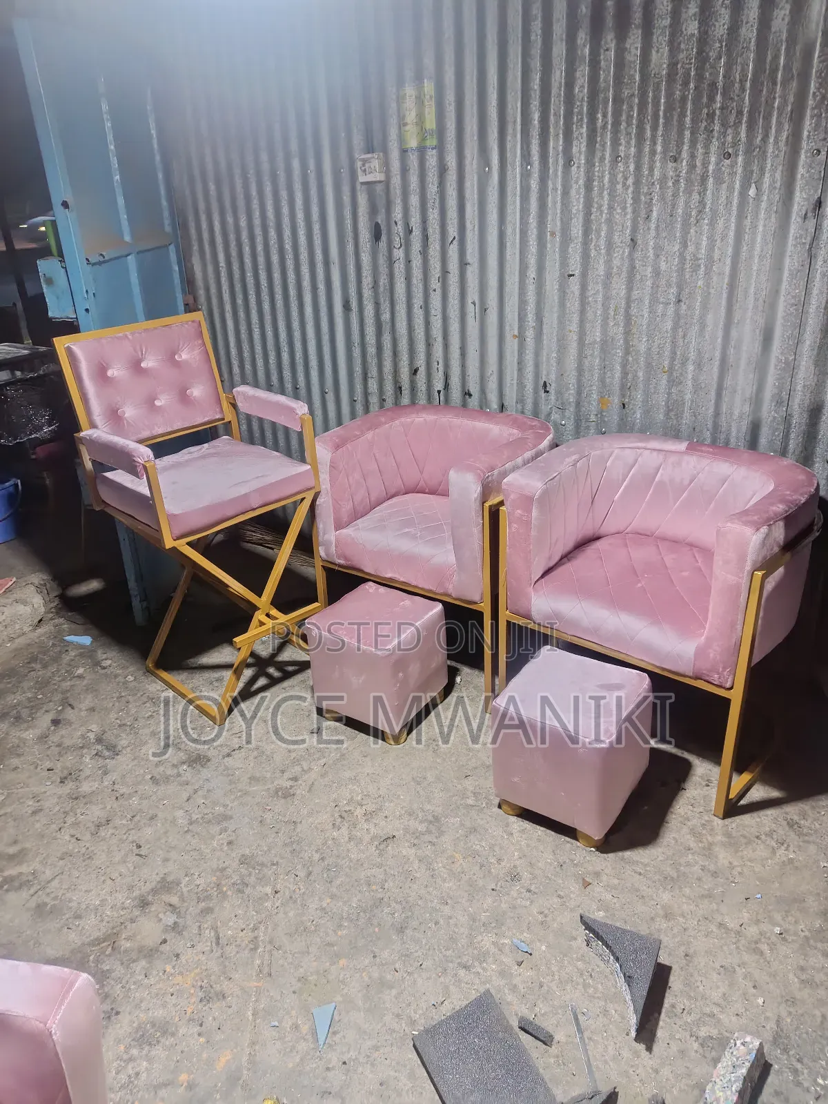 Makeup Seat and 2 Pedicure Seats Plus Stools 