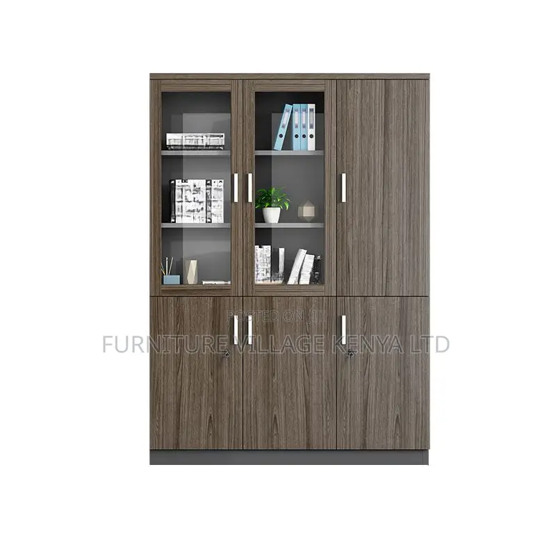 Cabinets:3-Door Wooden Front Glass Display Office Cabinet