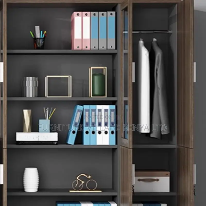 Cabinets:3-Door Wooden Front Glass Display Office Cabinet