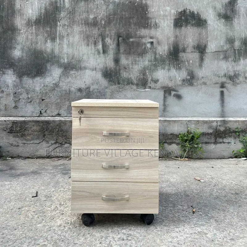 Cabinets:Wooden Mobile Wheeled Office Cabinet – 3 Drawers