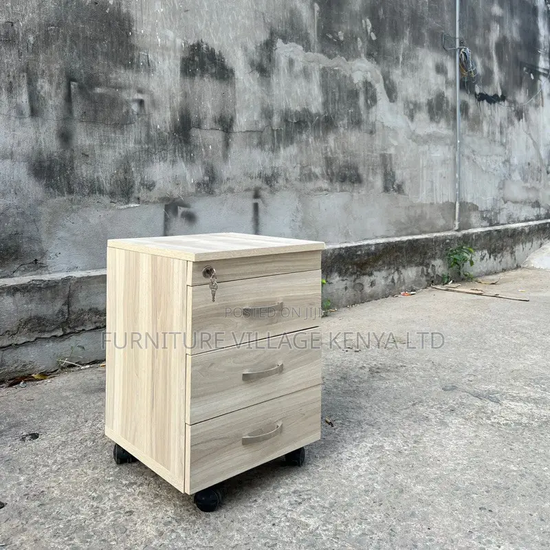 Cabinets:Wooden Mobile Wheeled Office Cabinet – 3 Drawers