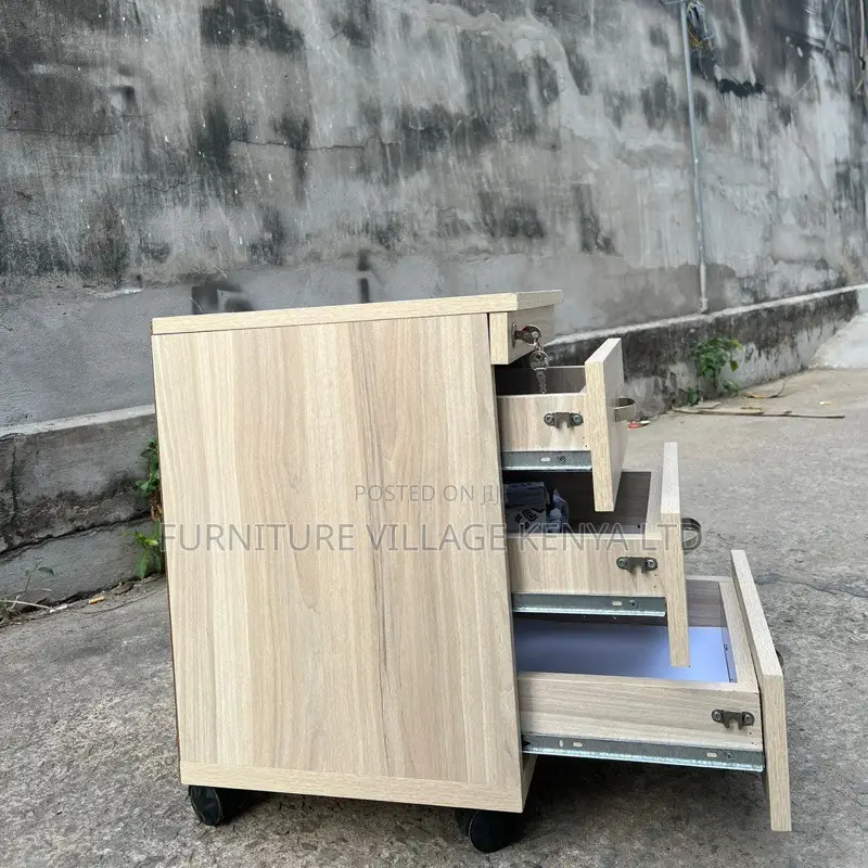 Cabinets:Wooden Mobile Wheeled Office Cabinet – 3 Drawers