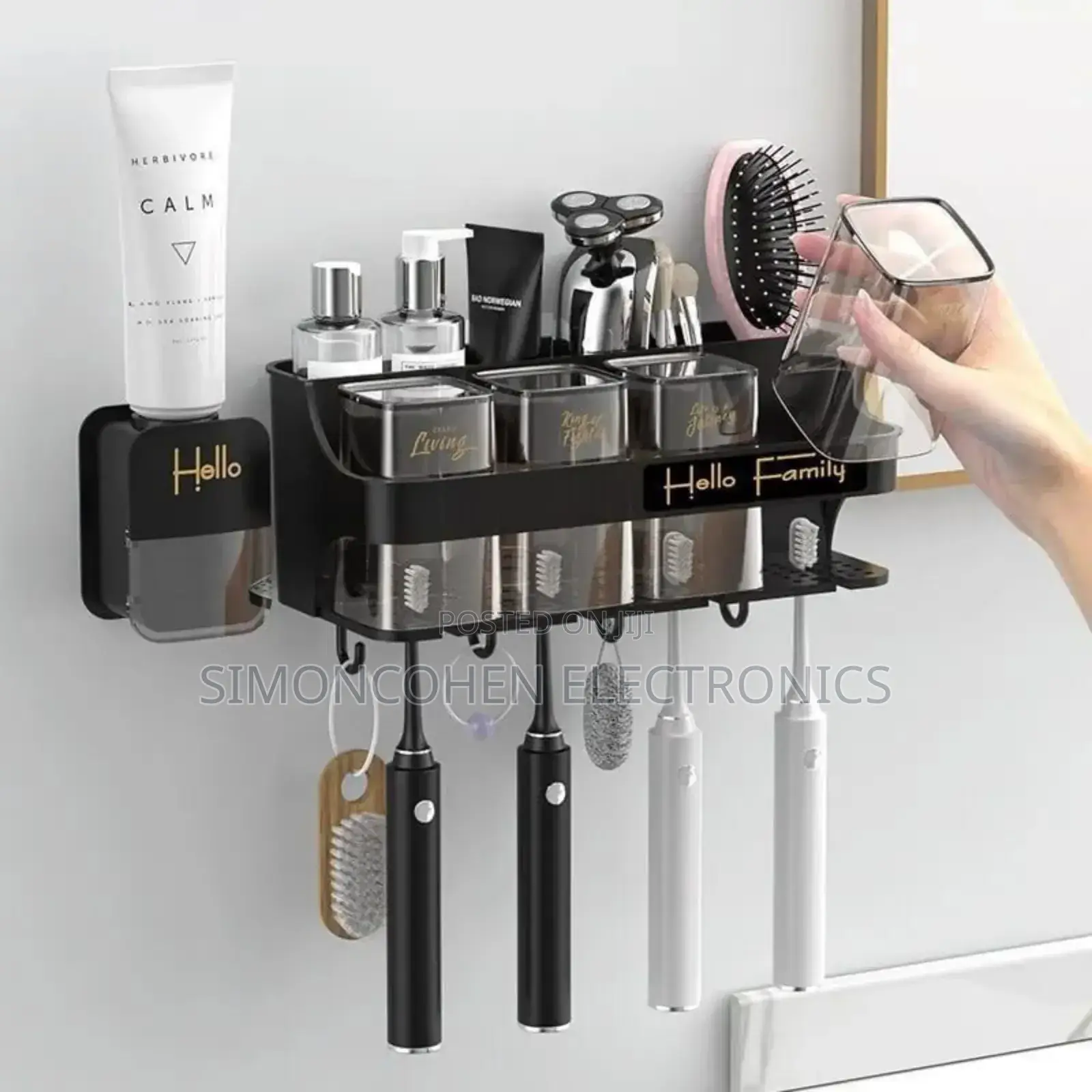 Hello Family Toothbrush Holder With Toothpaste Dispenser