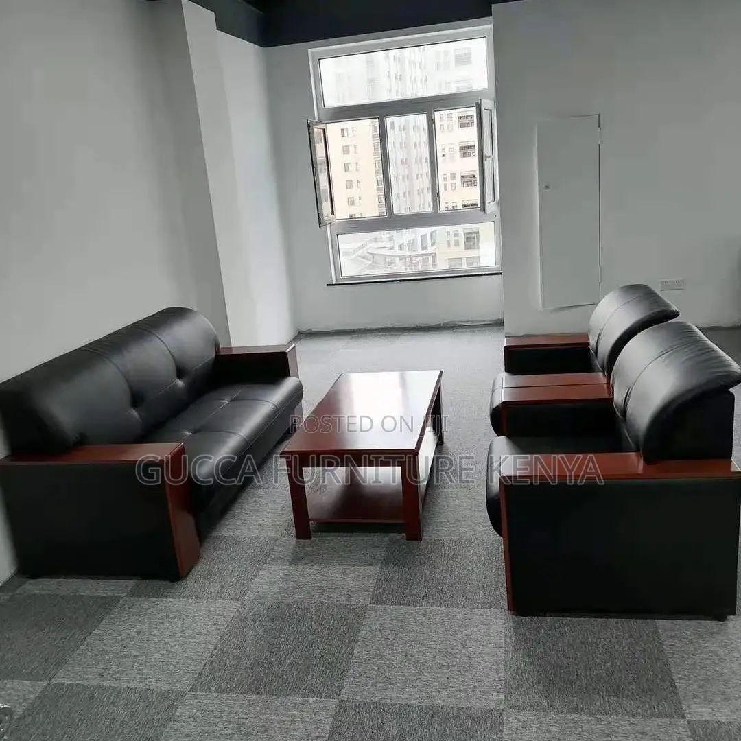 Sofas: Office Business Leather Modular Guest Arm Sofa Set