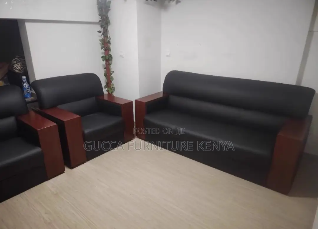 Sofas: Office Business Leather Modular Guest Arm Sofa Set