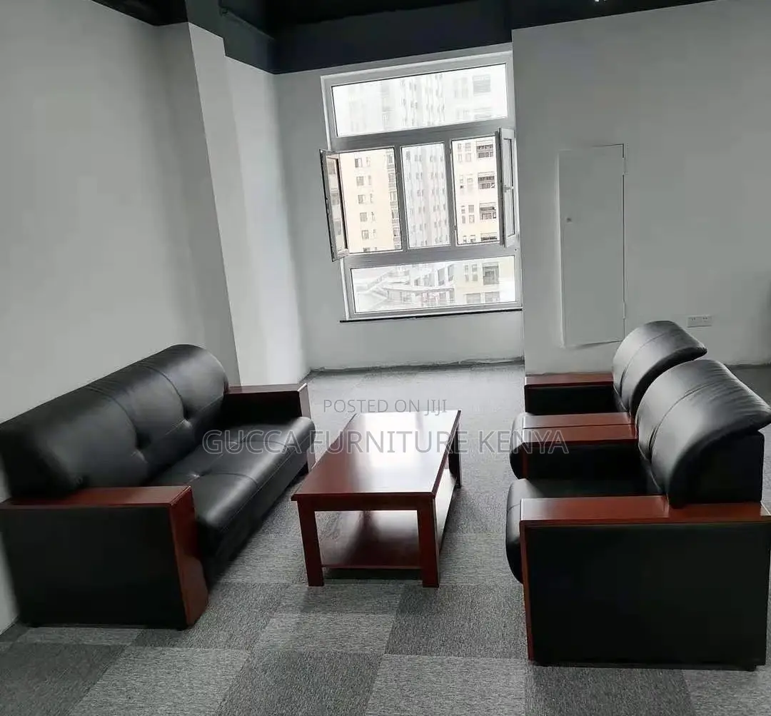 Sofas: Office Business Leather Modular Guest Arm Sofa Set