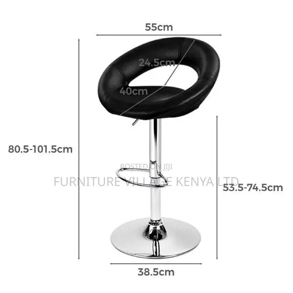 Office Stool: Elegant Swivel Stool in Black With Footrest