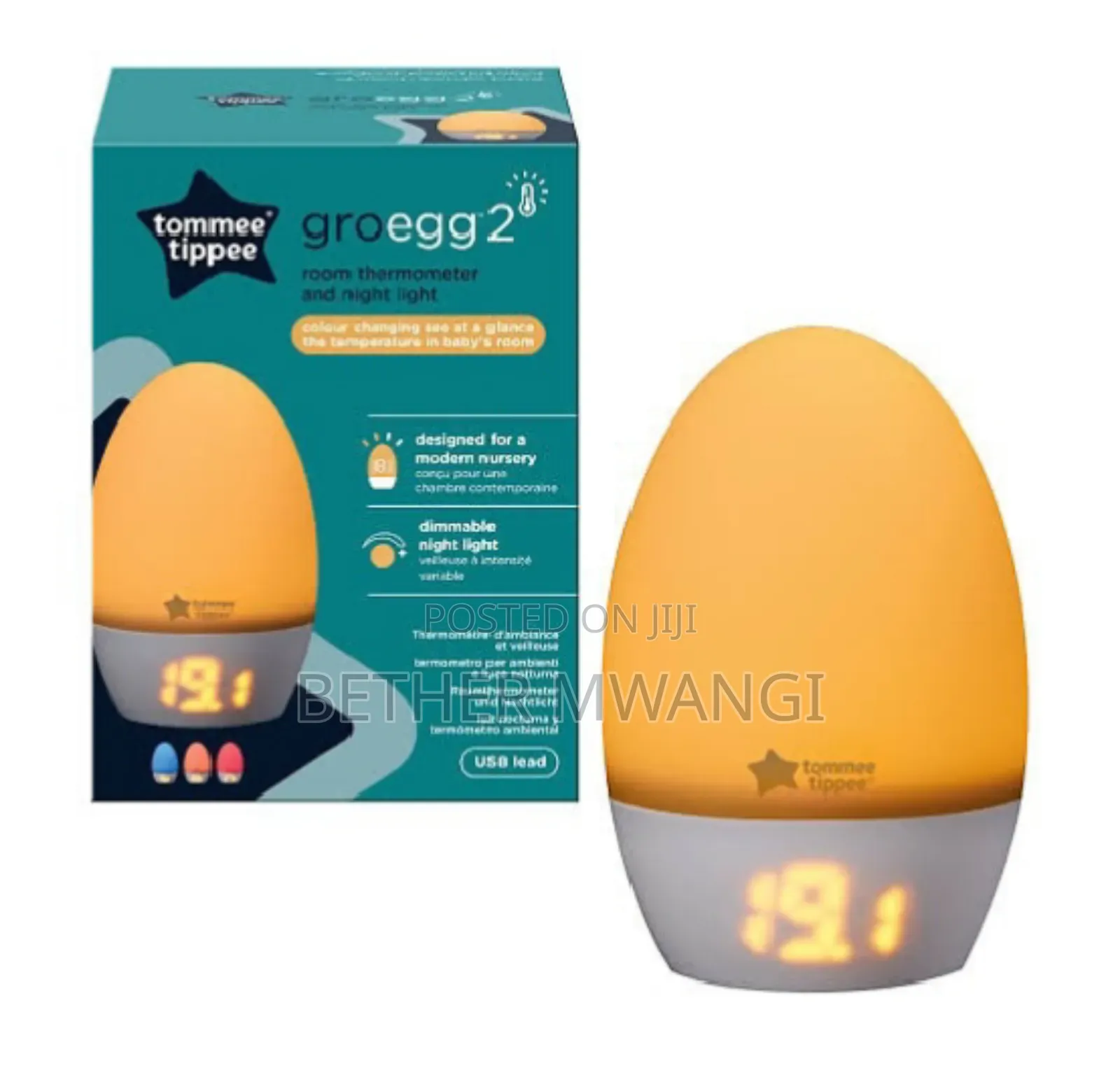 Groegg2 Digital Colour Changing Room Temperature Night Light