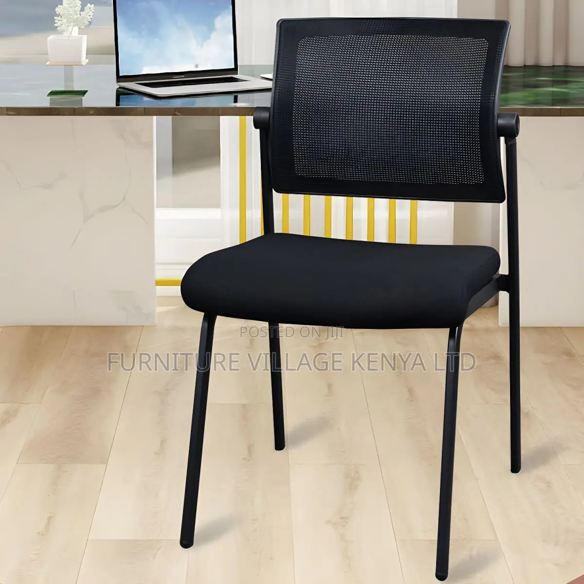Office Chair:Lightweight Black Mesh Chair With Steel Legs