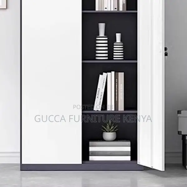 Cabinets; Gray-White 2-Door Metallic Filling Cabinet Unit