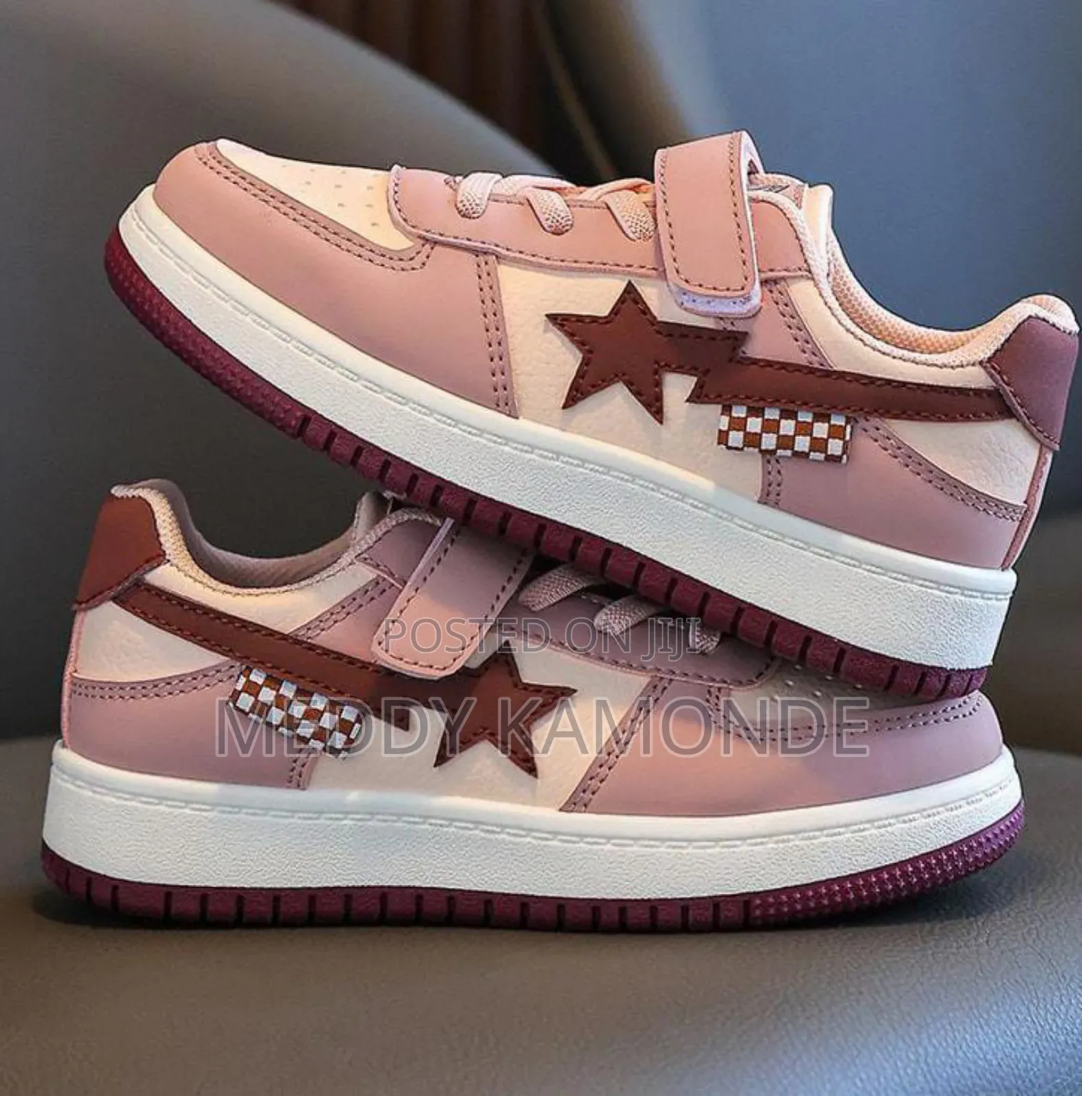 Black Maroon Kids Sneakers