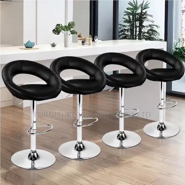 Office Stool:Tulip Base Round Leather Modern Office Stool