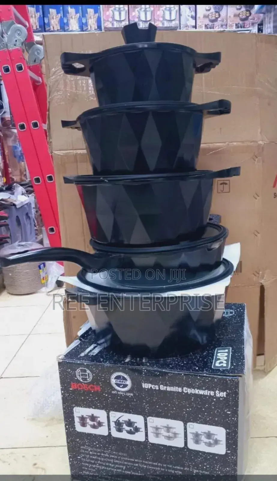 Long Diamond 10pcs Cookware Set With Silicon Lids