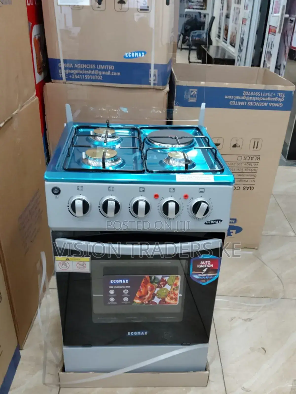 Ecomax 50*55cm 3g+1e Jet Standing Cooker, Electric Oven