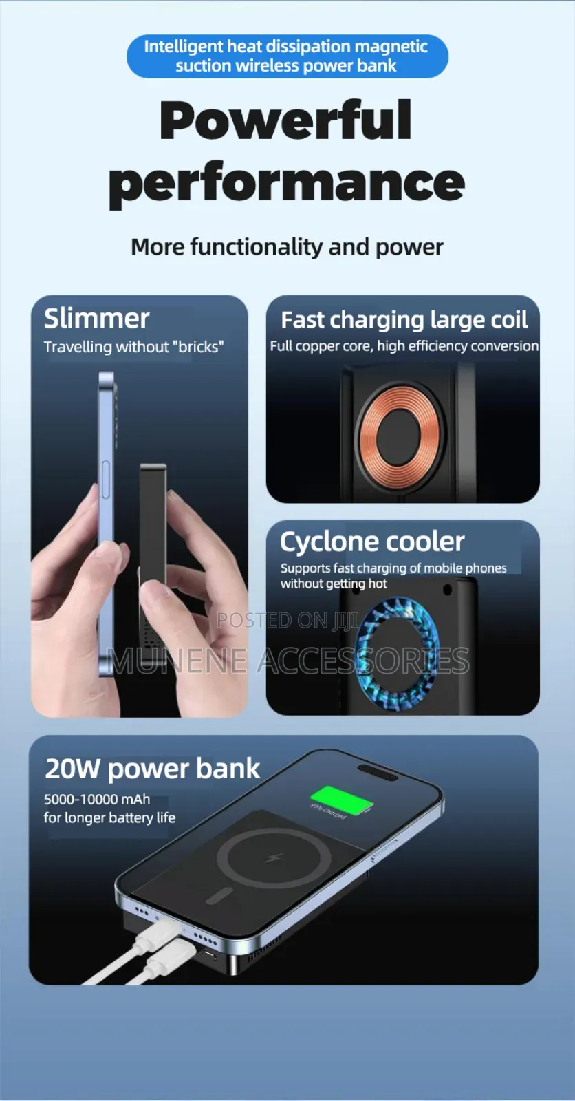 10000mah Magsafe 22.5w Powerbank Typec Wireless Battery Pack