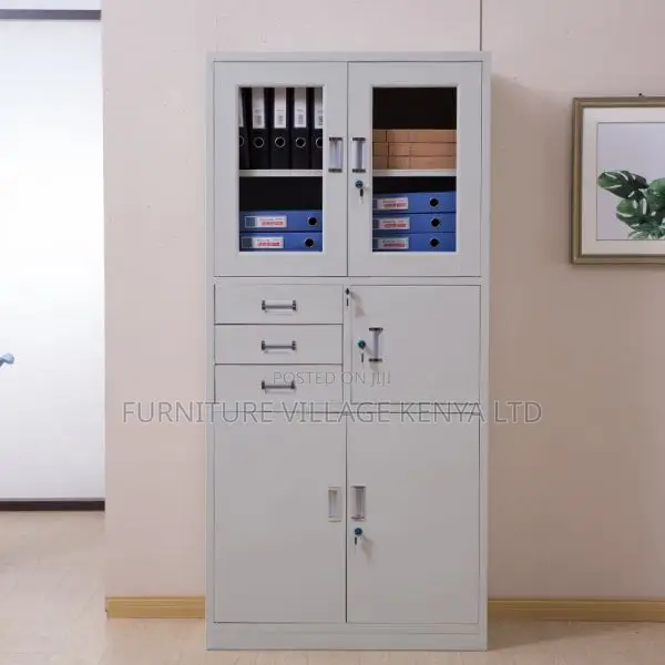 Cabinets: 2-Door White Office Cabinet With Concealed Safe