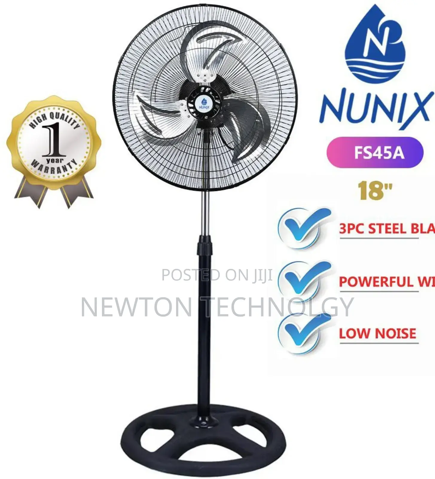 Nunix 18 Inches Free Standing Fan With Steel Blade