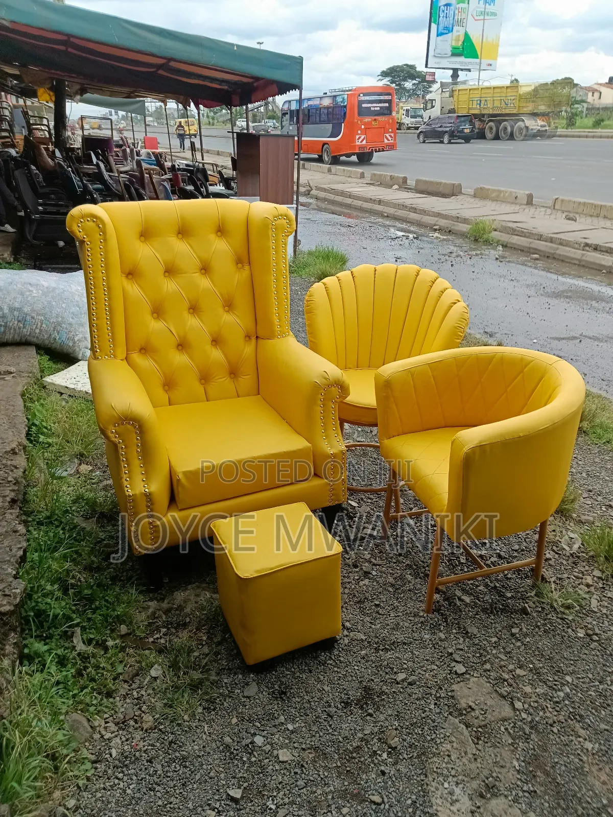 Pedicure Set and 2 Manicure Seats, Yellow 