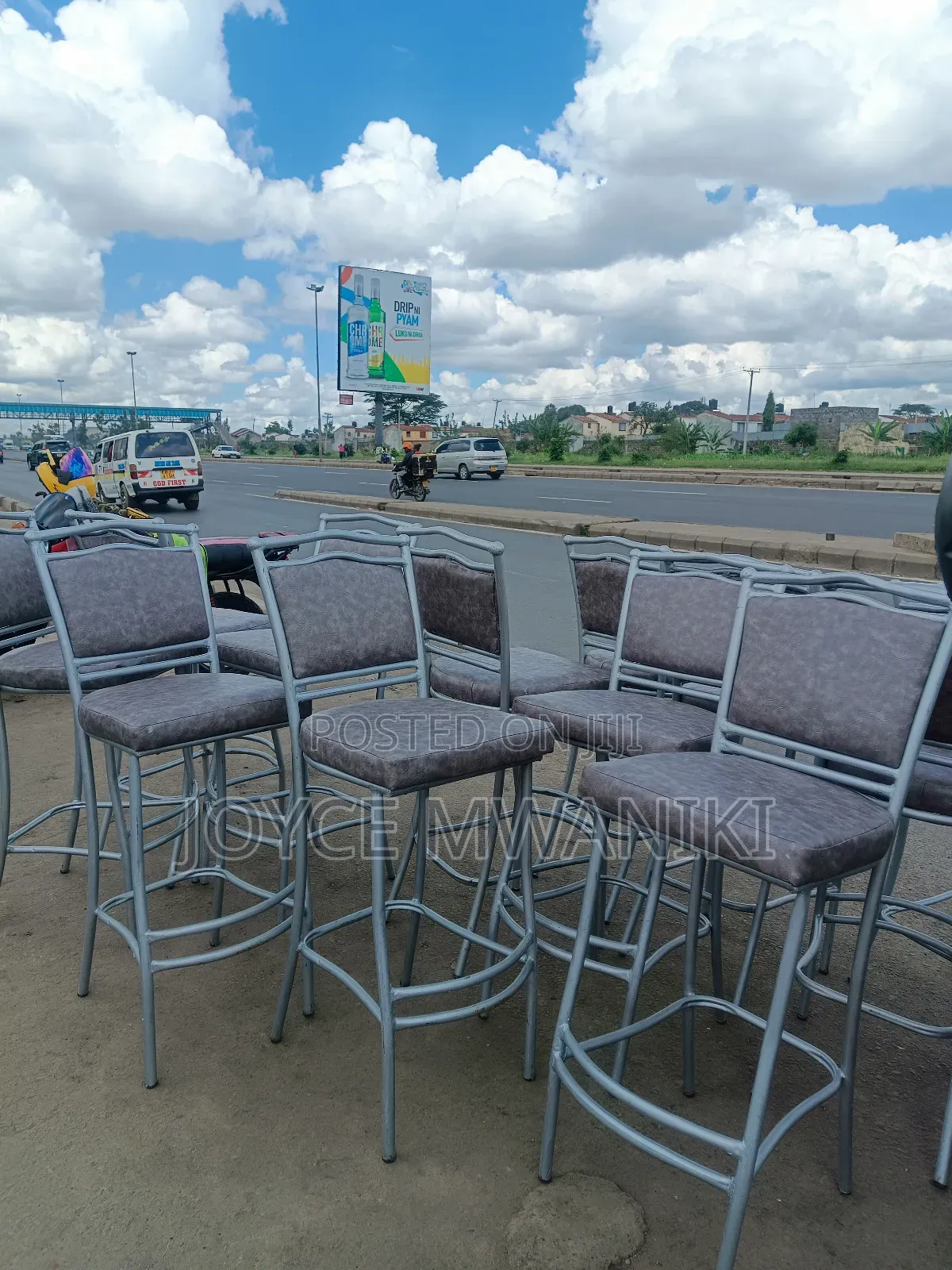 High Bar Balls Chairs, Silver, Grey Colour 