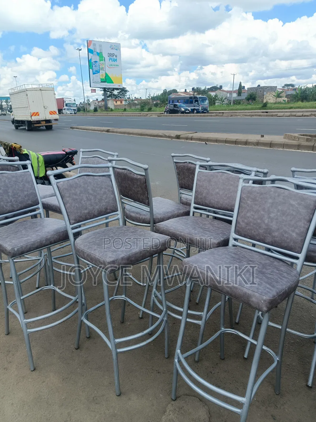High Bar Balls Chairs, Silver, Grey Colour 