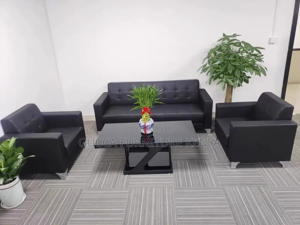 Sofas: Modular 5-Users Leather Visitor Waiting Sofa Set