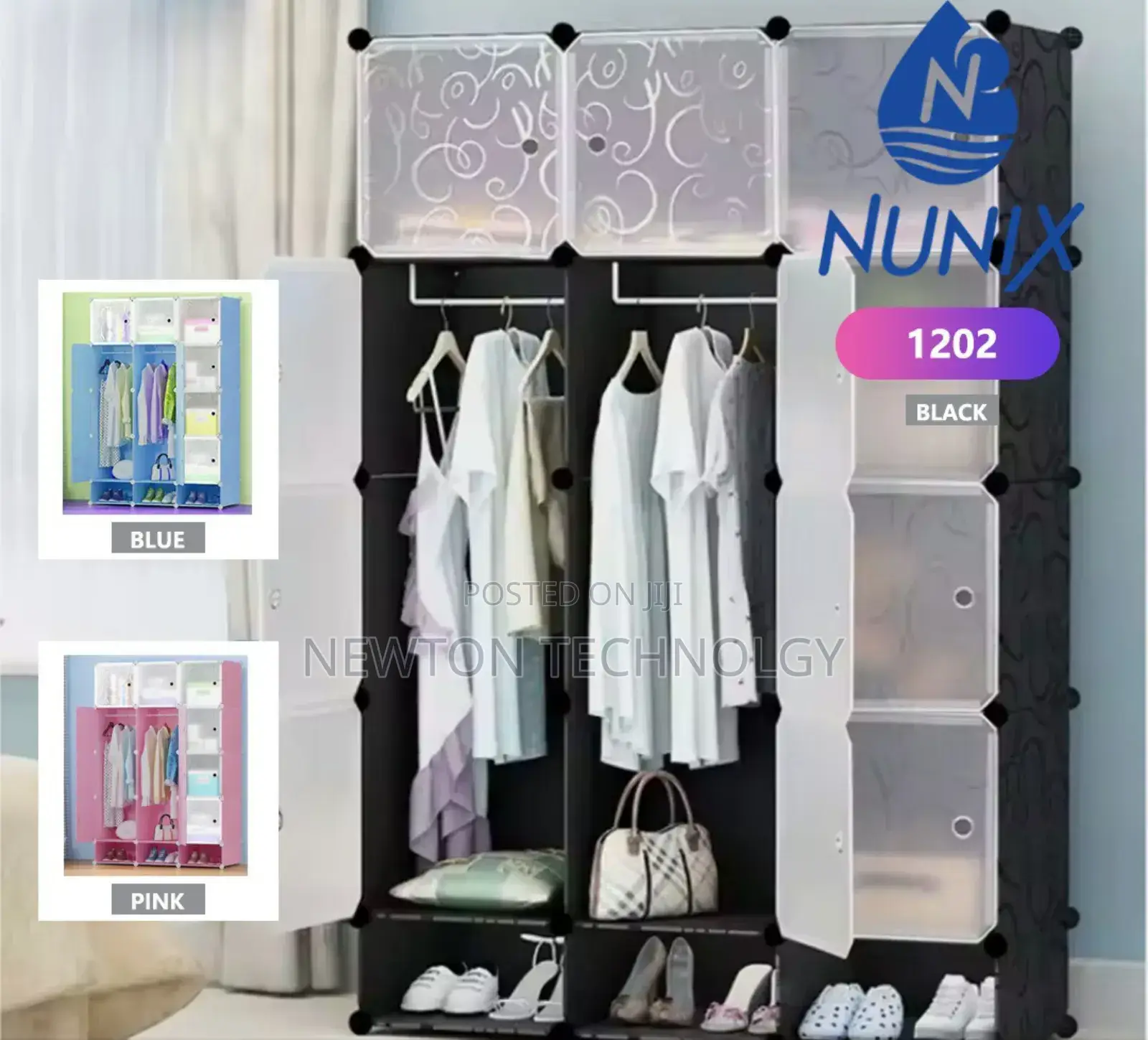 Nunix Portable Plastic Wardrobe 3column