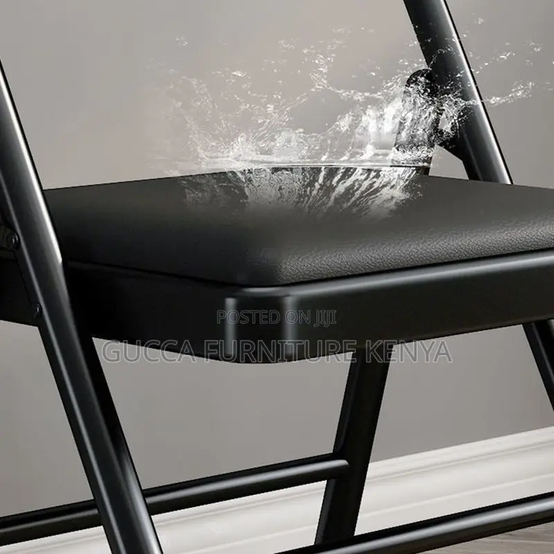 Office Chair:Foldable Black Leather Chair With Foot Platform