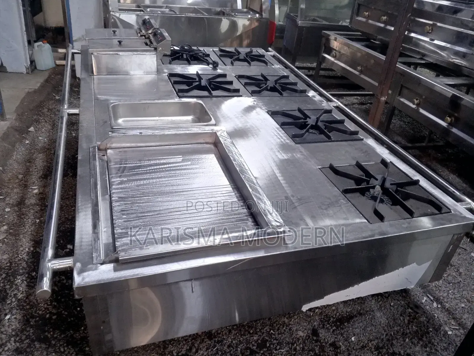 Six Burner, Griddle, Dumper and Fryers Combined