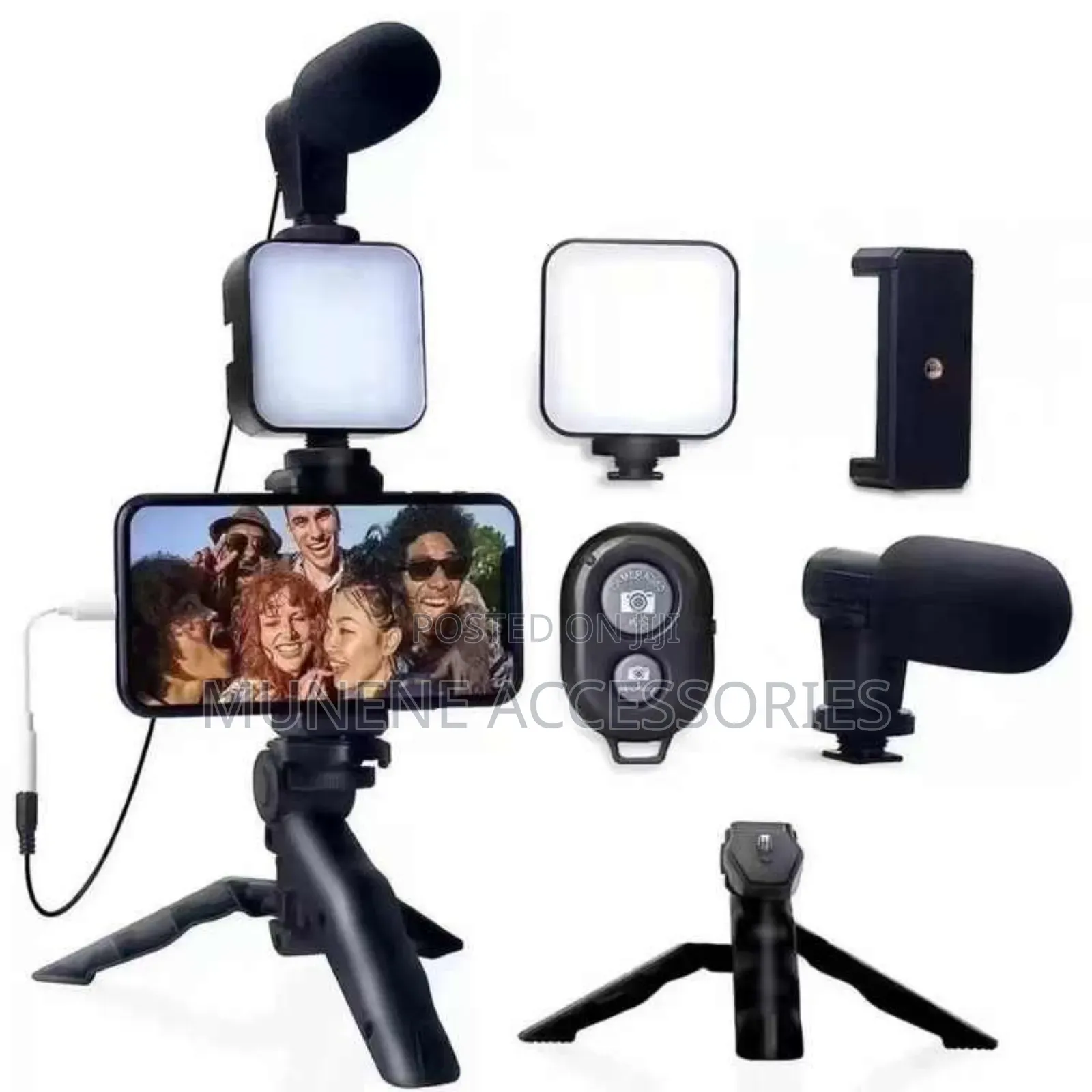 RGB Vlogging Kit With Tripod Phone Holder Mic Led Fill Light