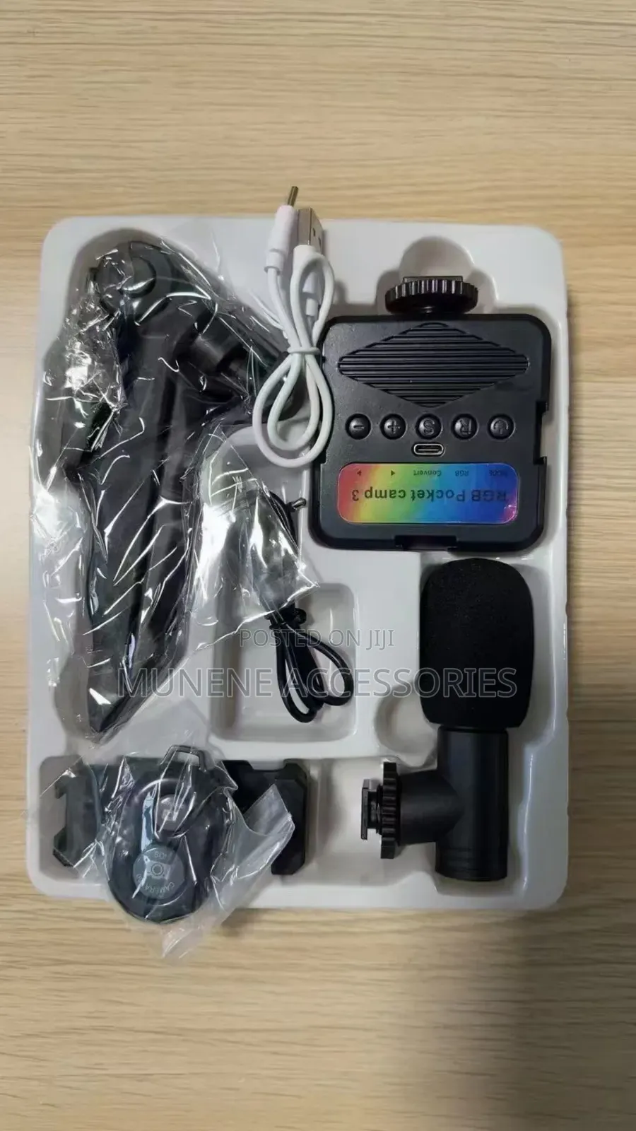 RGB Vlogging Kit With Tripod Phone Holder Mic Led Fill Light
