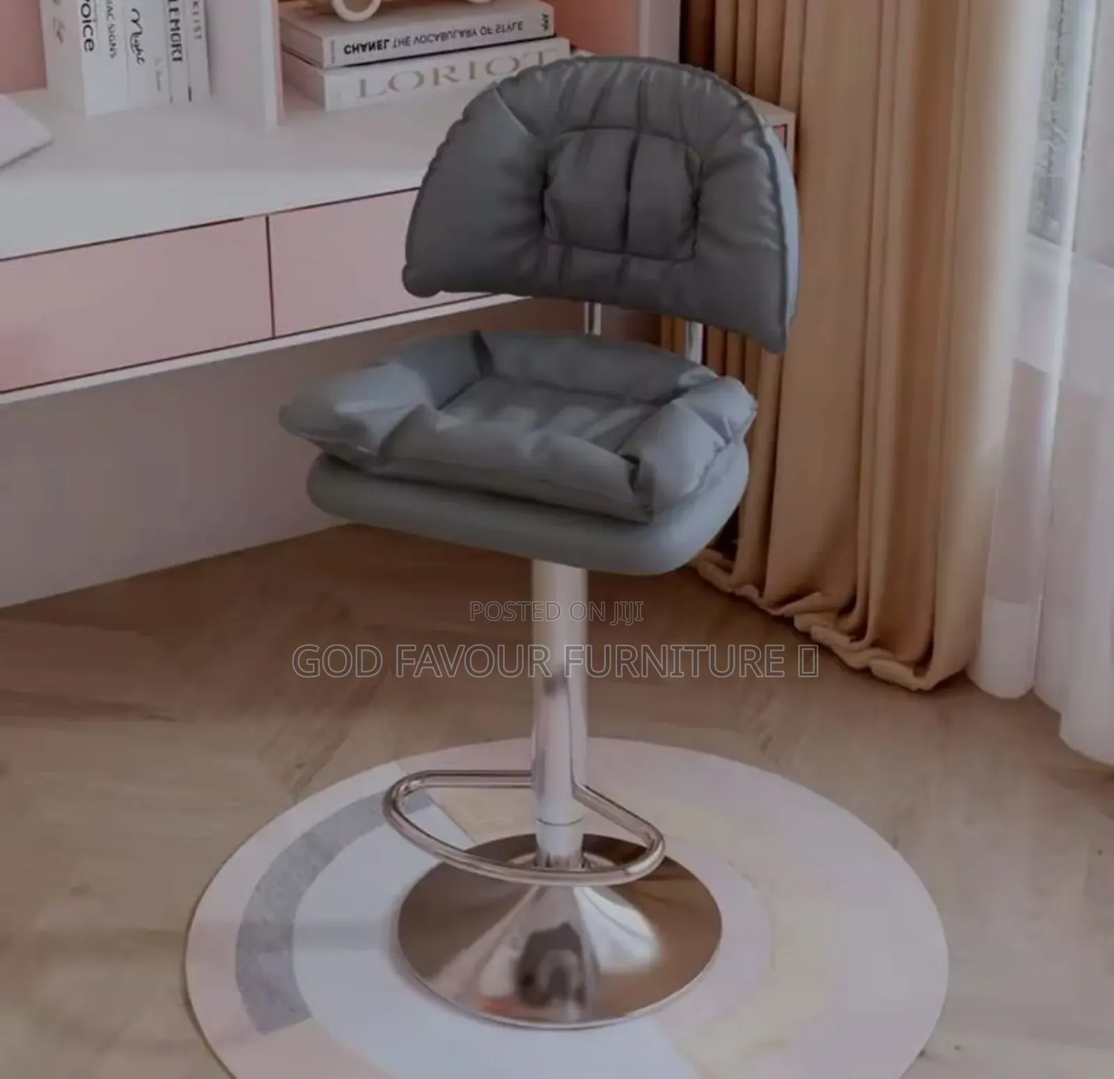 Gray Adjustable Taburete Bar Stool With Metal Base Tq2df