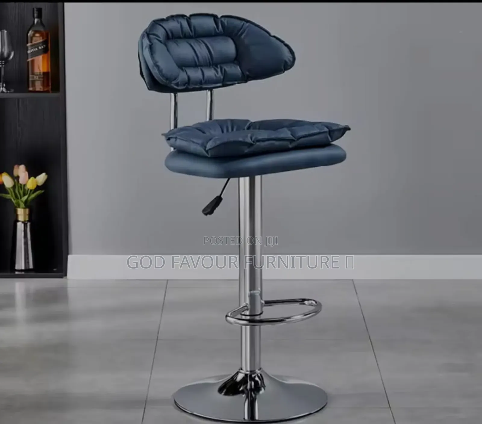 Blue Padded Armless Counter Height Bar Stool Gy9v
