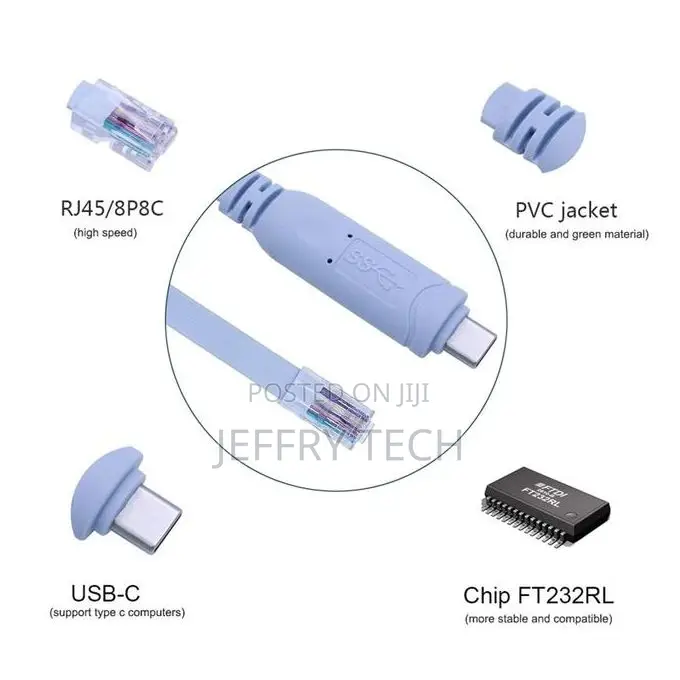 Usb-C Console Cable 6ft Usb Type C to Rj45 Serial Adapter