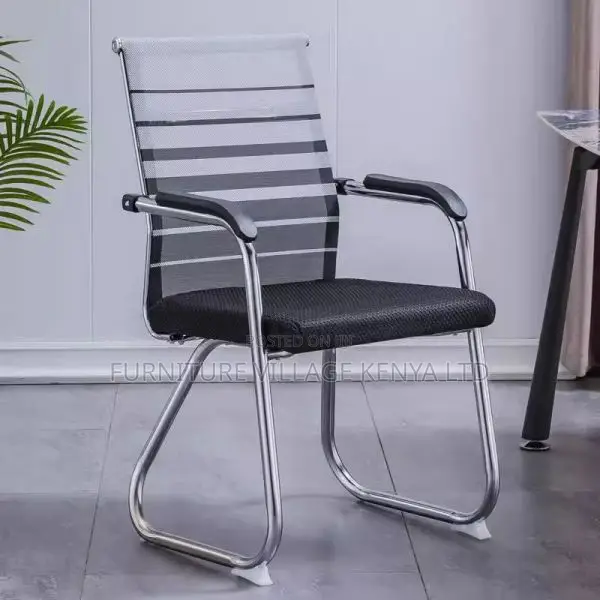 Office Chair: Stylish Fixed Mesh Chrome Visitor Lobby Chair