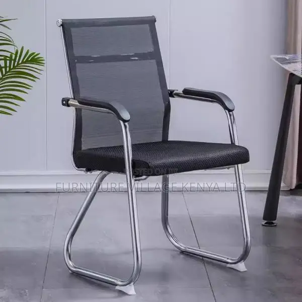 Office Chair: Stylish Fixed Mesh Chrome Visitor Lobby Chair