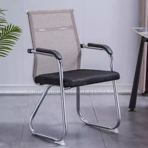 Office Chair: Stylish Fixed Mesh Chrome Visitor Lobby Chair