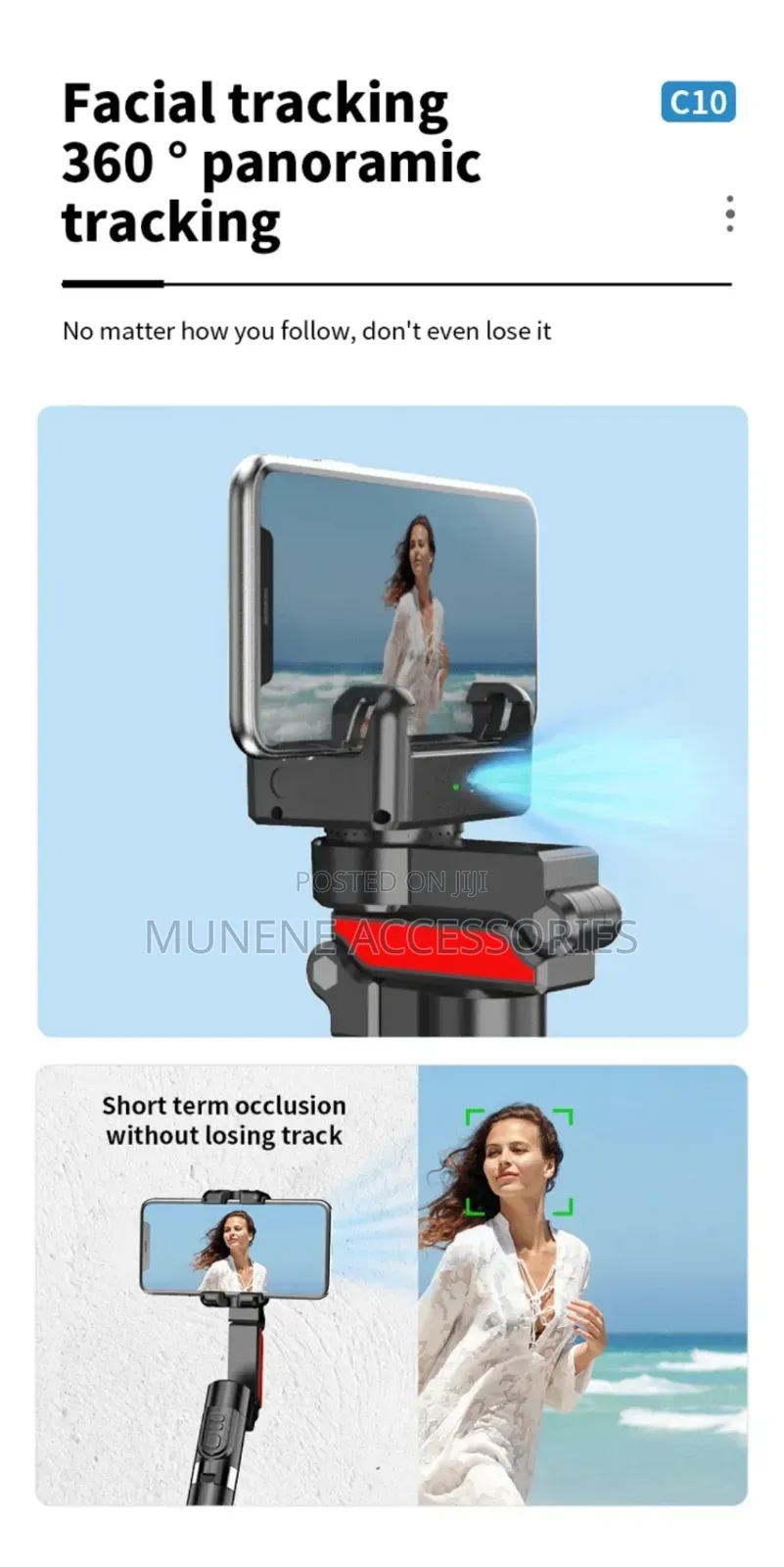 C10 Phone Stabilizer Gimbal Ai Face Tracking Selfie Stick