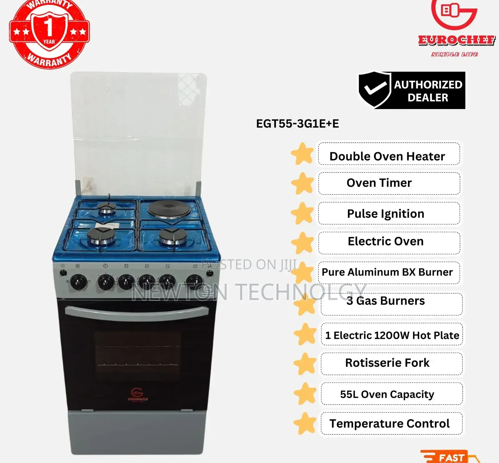 Eurochef 3 in 1 Standing Cooker