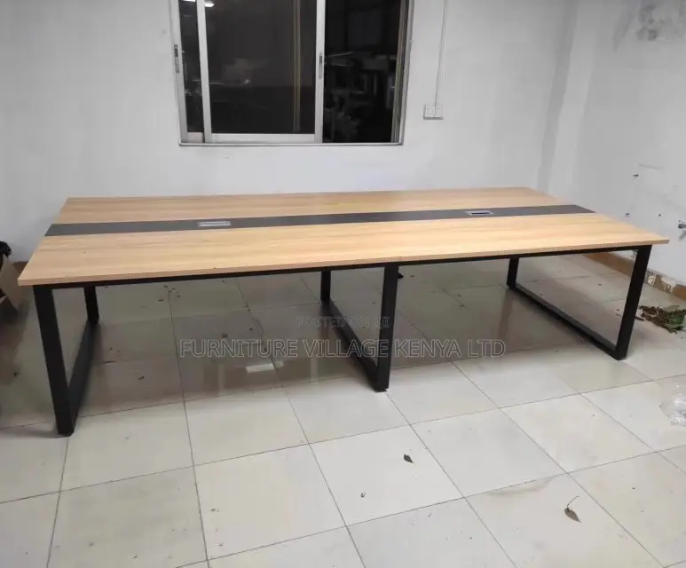 Office Table: Modern 2.4m Discussion Room Table-Steel Frame