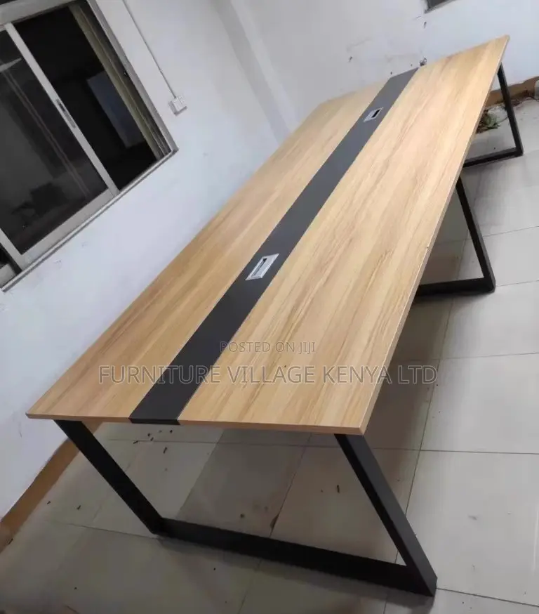 Office Table: Modern 2.4m Discussion Room Table-Steel Frame