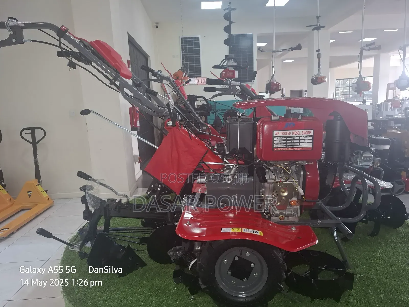 Diesel Power Tiller With Attachments.