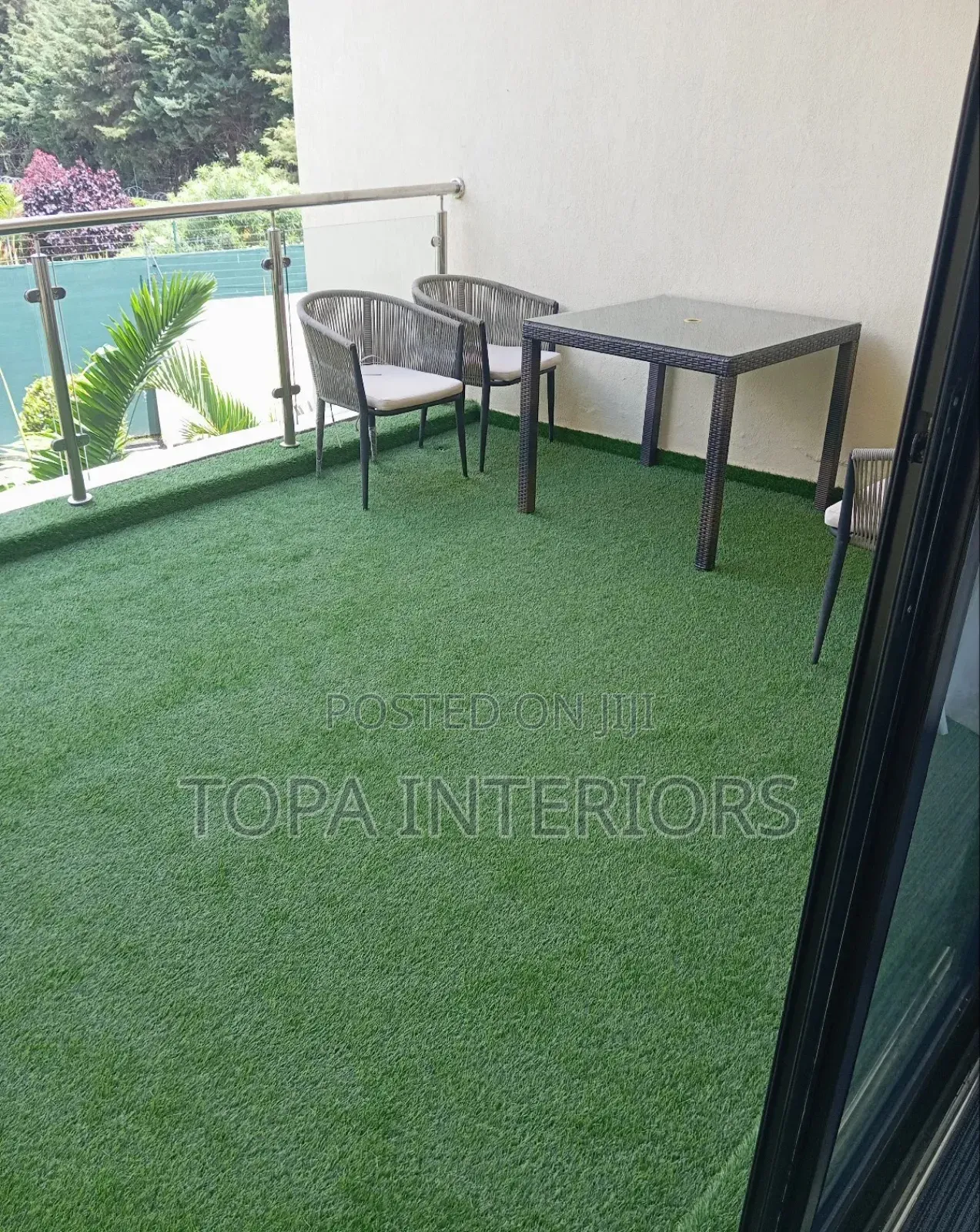 Green Balcony Decoration Artificial Grass Carpets Fitting