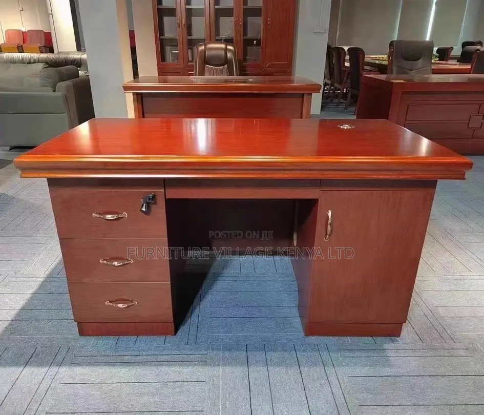 Office Desk:1.4 Meters Executive Modern Red Mahogany Table