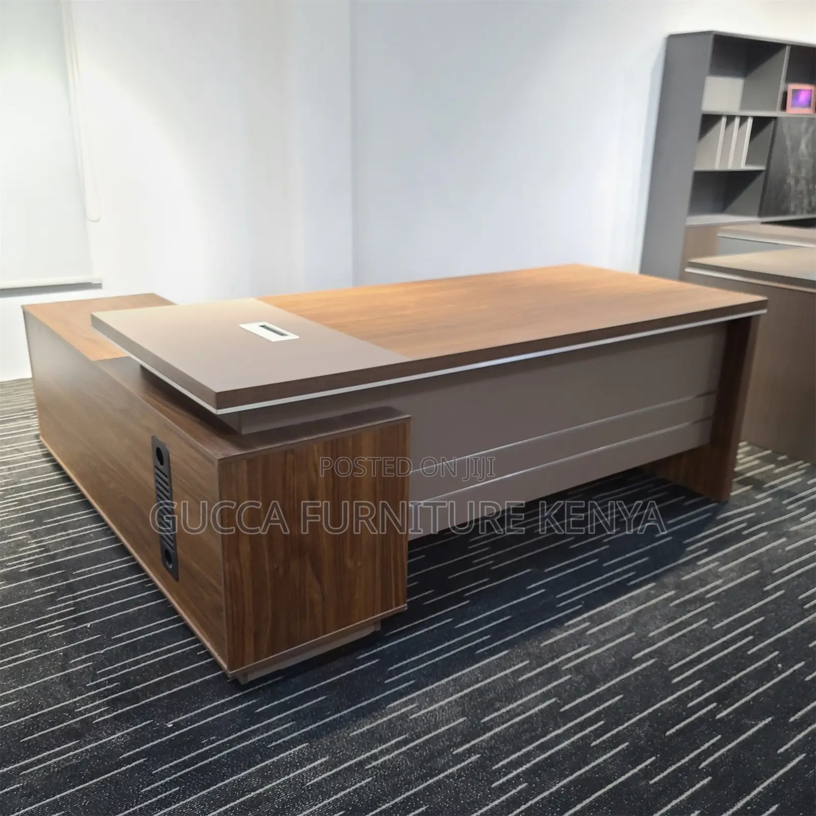 Office Desk:1800mm Modern L-Desk With Side Storage-Wooden