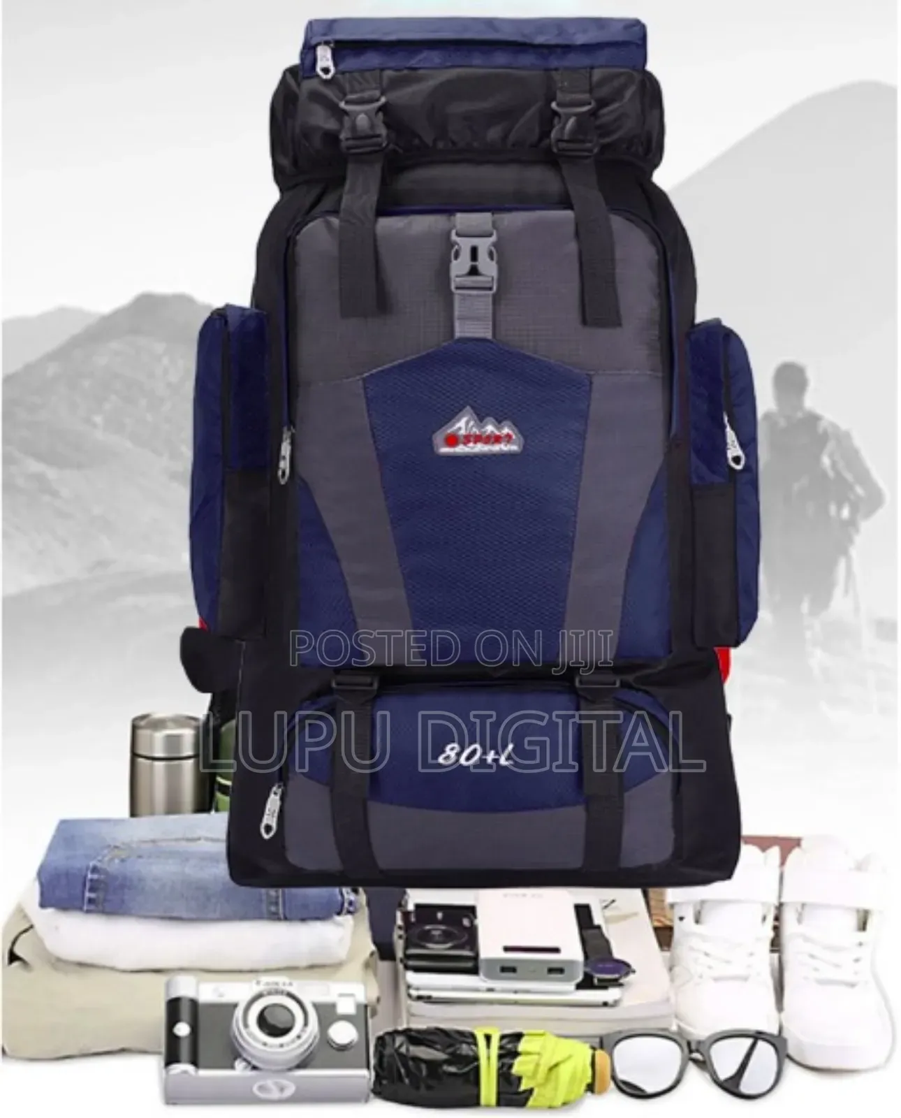80ltrs Waterproof Unisex Hiking Backpack –